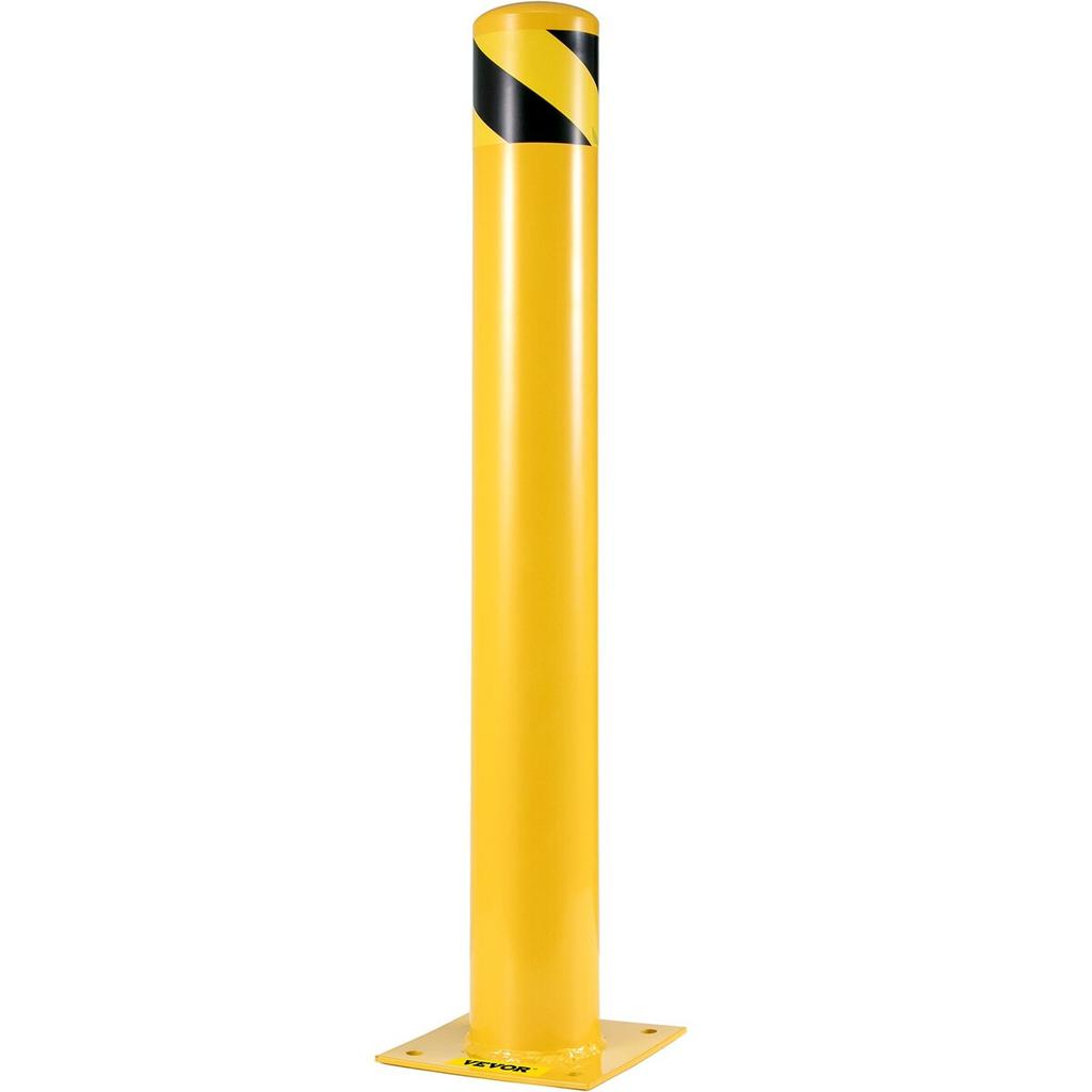 Safety Bollard, 42 Inch Height Bollard Post, 5.5 Inch Diameter Steel Pipe Safety Bollard Post, Yellow Steel Bollard, Steel Safety Bollard with 8