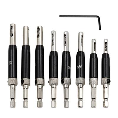 Self Centering Change Door Hinge Drill Bit Set 8 Replacement Drill Bits
