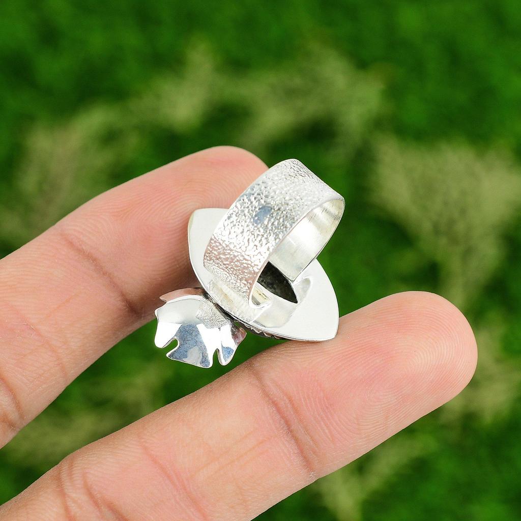 Natural Ruby Zoisite Gemstone 925 Silver Statement Flower Ring Size 7 For Women