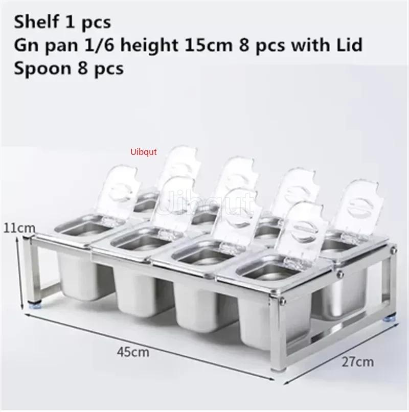 Stainless Steel Transparent GN Pans Visible Food Exhibition Plate Basin Tray Milk Tea Shop Basin Container Storage Box with Rack