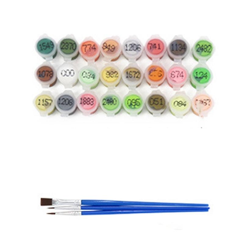 6PCS Numbered Preprinted Fabric Canvas With Acrylic Paint Art Brush For Beginner Art Craft Project and Home Decoration