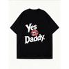Oversized T Shirt White Yes Daddy Lip Print Graphic Tee Casual Streetwear Fashion For Women Summer Outfit Top