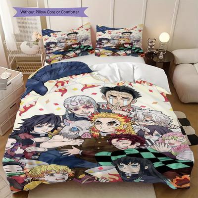 Demon Slayer Anime Duvet Cover | King, Queen, Full, Twin, Anime Cartoon Bedding Set Gift LXRa14