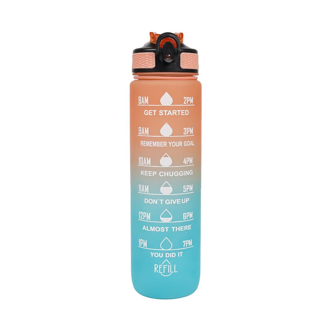 Water Bottle Gradual Change Matte Large Capacity Water Cup Elastic Cover Straw Cup 11OZ Portable Sports Kettle