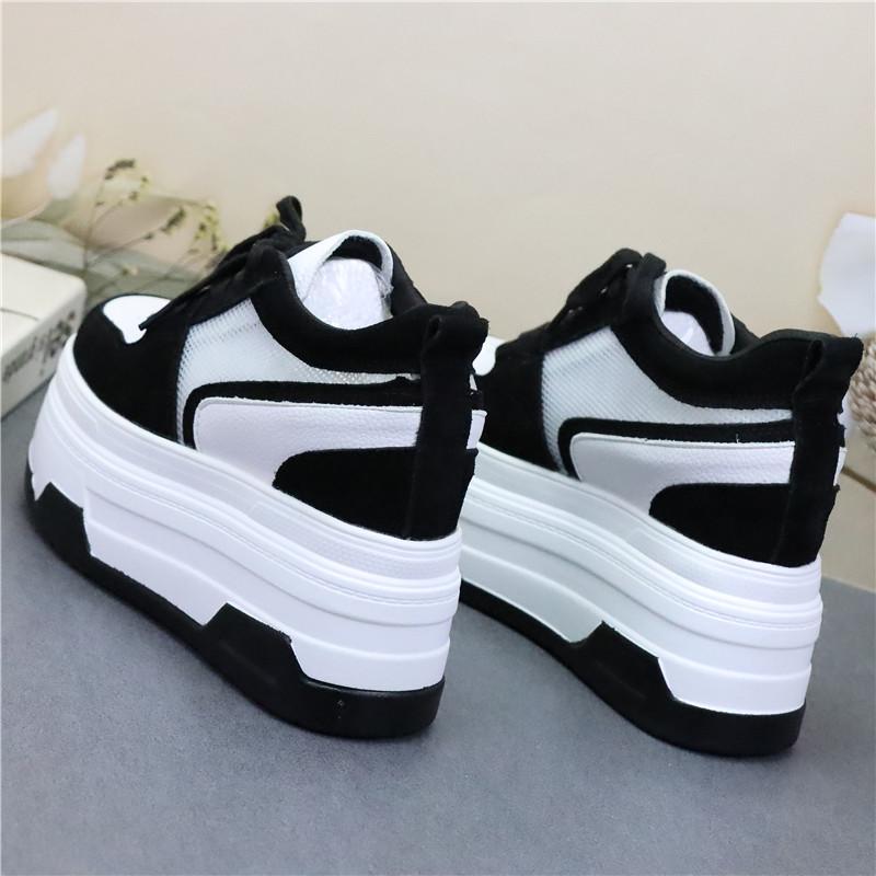 Fashion 10CM 12CM Air Mesh Microfiber Leather Ankle Boots High Brand Comfy Booties Fashion Summer Chunky Sneaker Lace Up Shoes Women