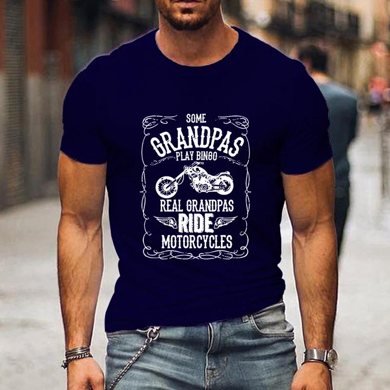 Grandpas Ride Motorcycles Print Men's T-shirts Father's Day Gift Short Sleeve Tops Tees Summer Harajuku Fashion O-Neck Tshirt