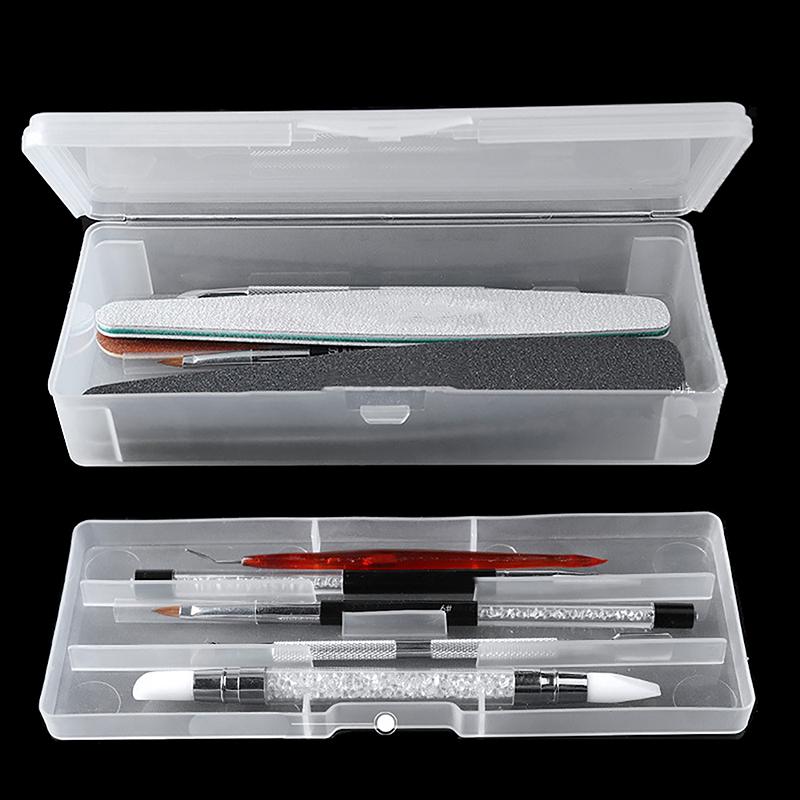 Rectangle Double-Layer Nail Art Tool Empty Storage Box Tweezers Clippers Pens Polishing Nail Buffer Files Plastic Container