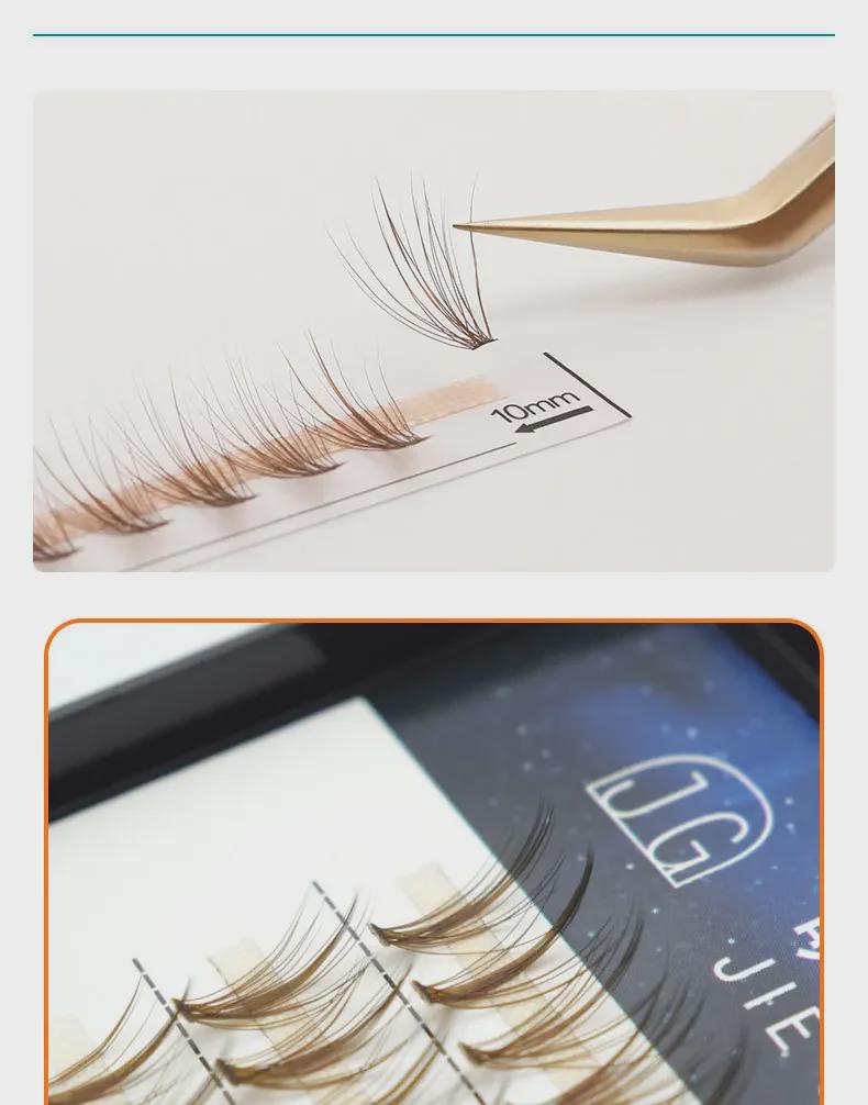 Duomao Coffee Caramel False Eyelashes, Natural Curl, Soft Segmented, 20 Pieces