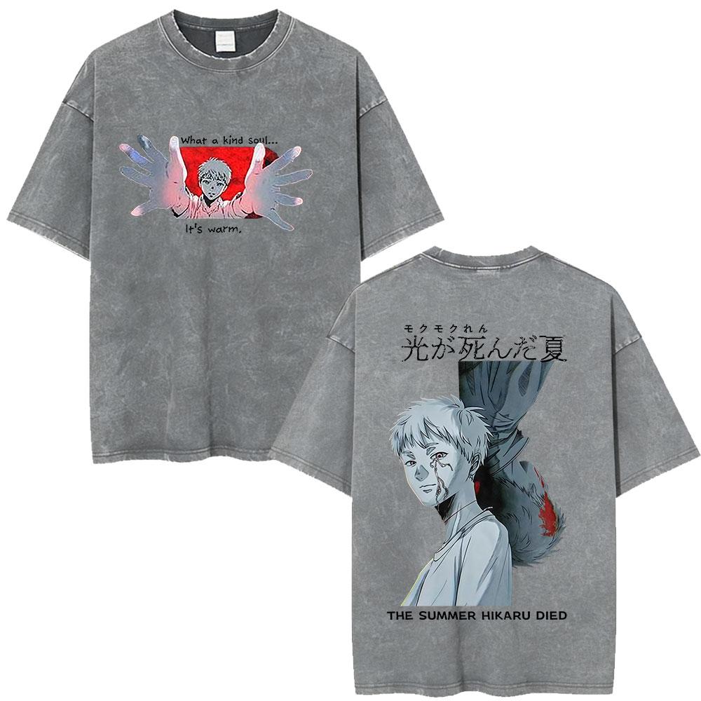 Vintage Washed Anime The Summer Hikaru Died TShirt Hikaru Yoshiki Fashion Harajuku Tshirts Mens Women Cotton Casual T Shirts