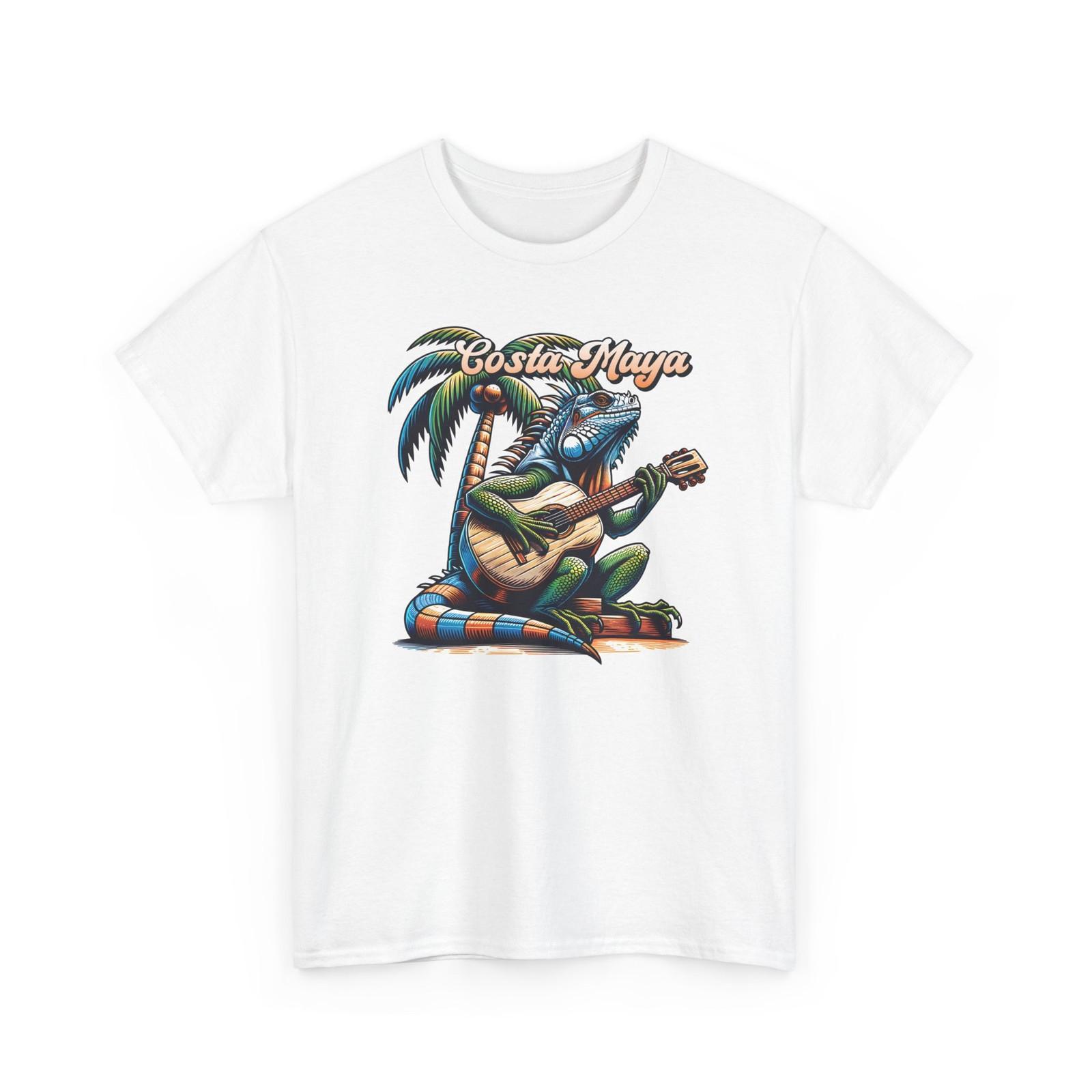 Costa Maya Guitar Iguana T-Shirt | Tropical Palm Beach Vibes S разноцветный