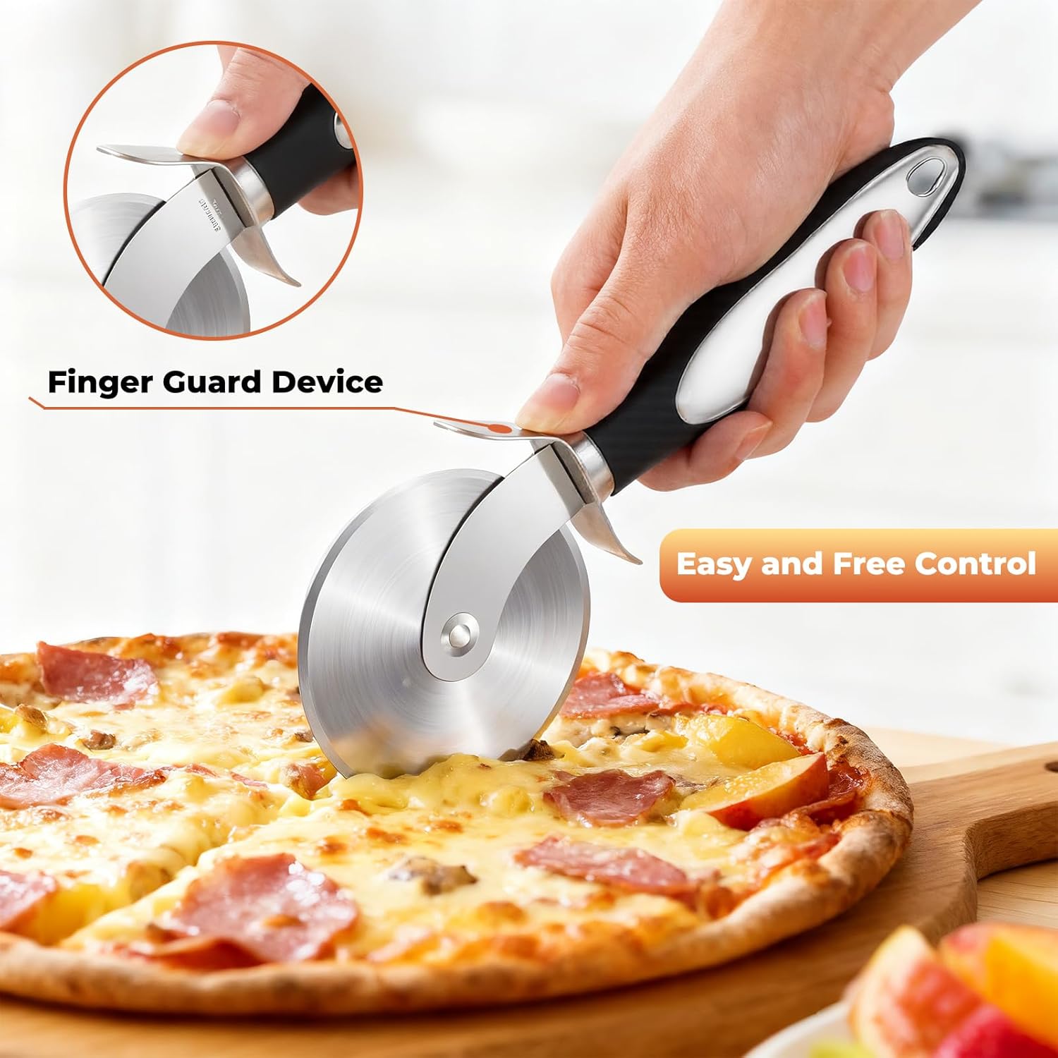 

Набор из 2 шт. Нержавеющая сталь, ролик для нарезки пиццы. 22x9 см, с ручкой для подачи и безопасной ручкой, прост в использовании United States