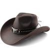 New Horseback Riding Men's and Women's Sunshade Beach Hat Leather Texture Western Cowboy Hat Big Edge Top Hat Couple Jazz Hat