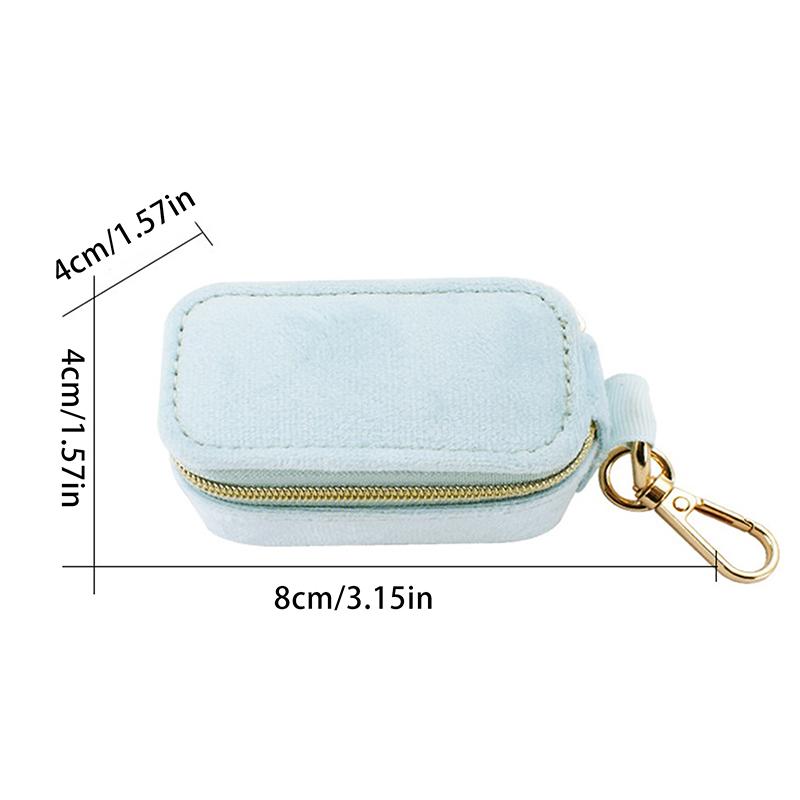1Pcs Mini Velvet Ring Box Jewelry Storage Case Single Layer Earrings Necklace Organizer Candy Color Zipper Bag Travel Portable