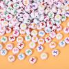 Alphabet Beads: Colorful A-Z Single Letter Round Beads for DIY Jewelry – Flat, White Background, Straight Hole for Stringing Phone Chains & More