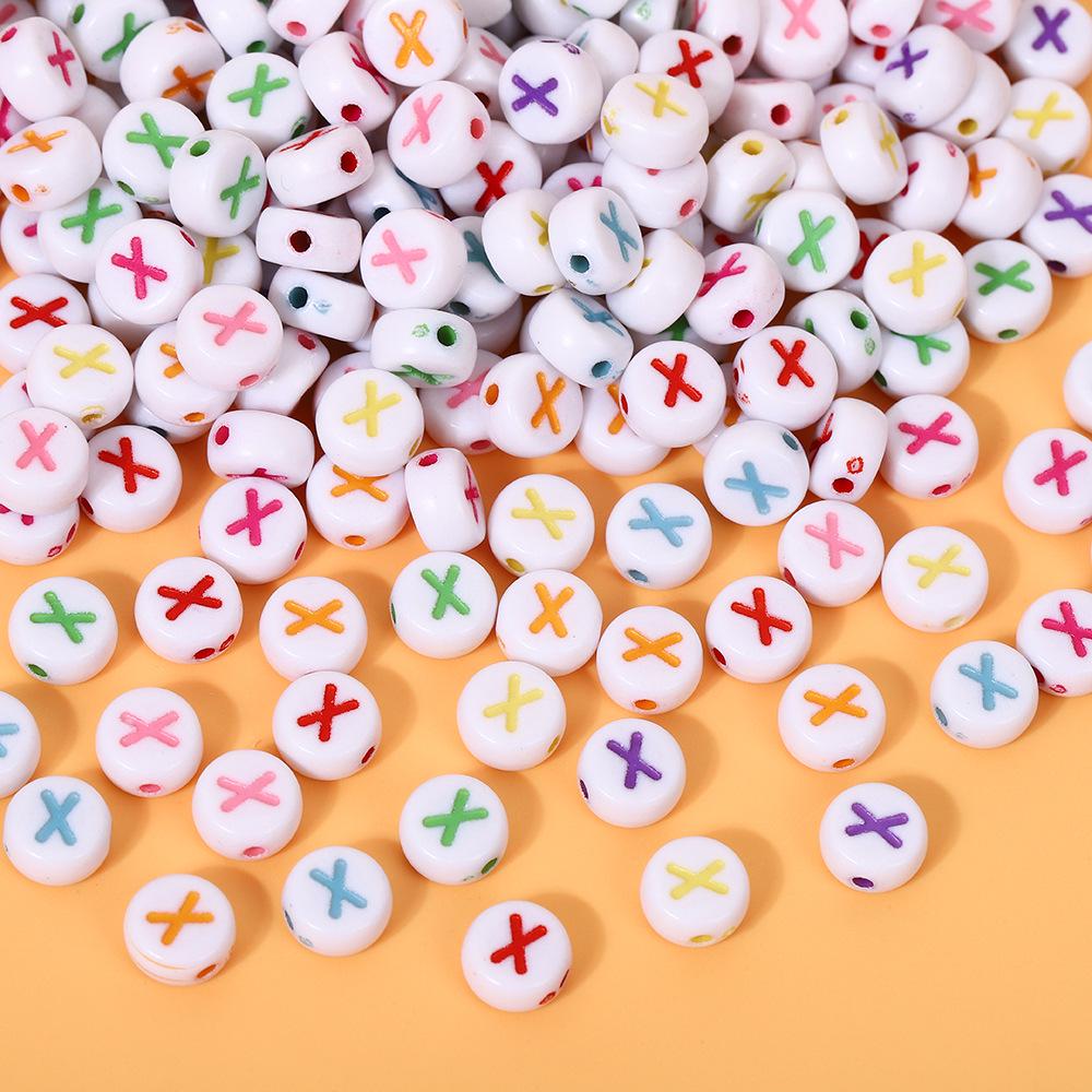 Alphabet Beads: Colorful A-Z Single Letter Round Beads for DIY Jewelry – Flat, White Background, Straight Hole for Stringing Phone Chains & More