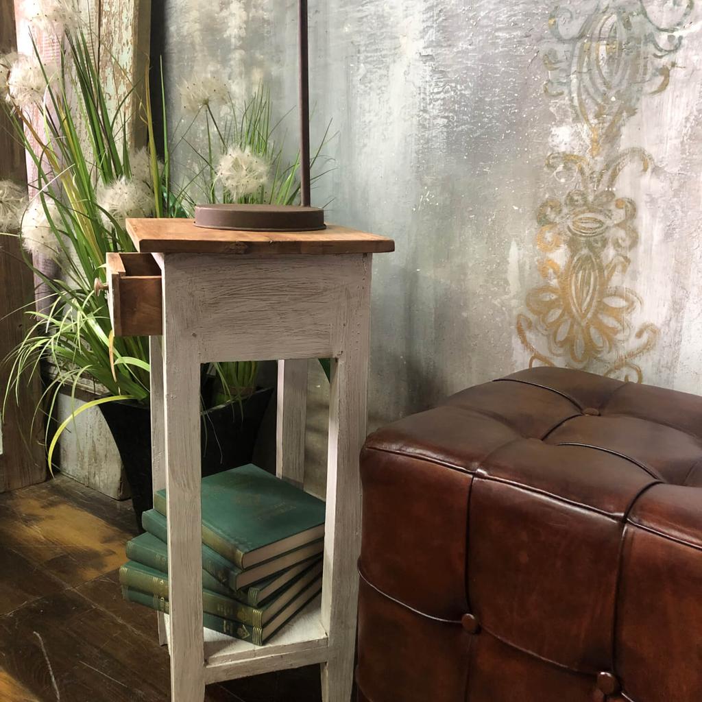 English stylish retro white table with a drawer for the living room and bedroom