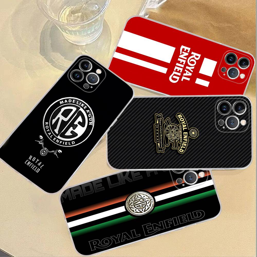 R-ROYALS E-ENFIELDS Logo Pour Étui de Téléphone IPhone 17 16 15 14 13 12 11 Pro Max Plus Silicone Haut de Gamme