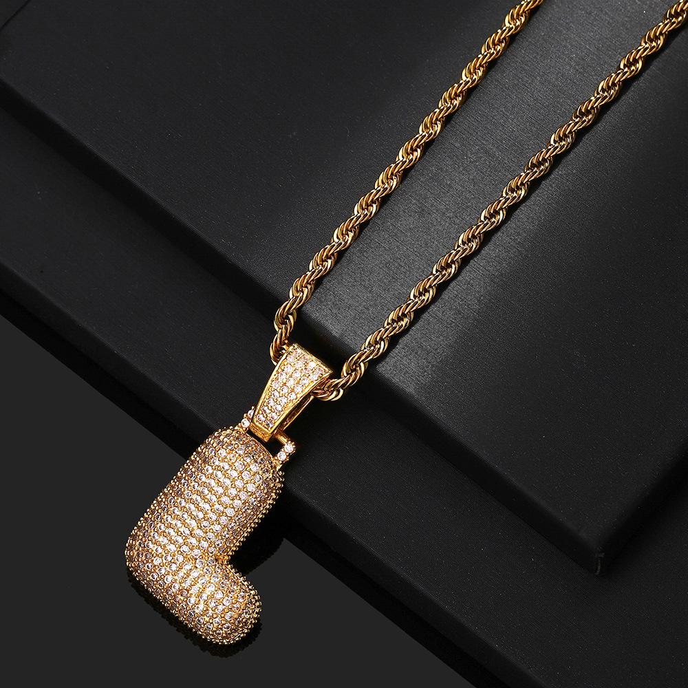 Hip Hop 26 English Letter Pendant Rap Simple Fat Letter Pendant Unisex Necklace