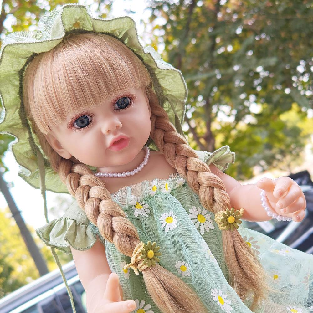 55 CM Soft Silicone Reborn Baby Bath Doll Toy 22 Inch Realistic Princess Toddler Beautiful Bebe Girl a birthday present
