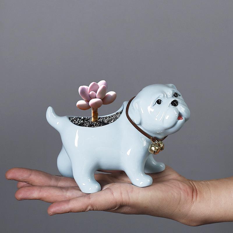 Succulent Flower Pot Creative Ceramic Flower Pot Cute Animal Shar Pei Dog Succulent Plant Flower Pot