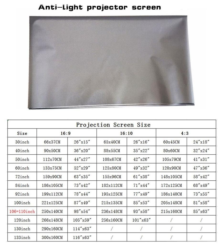 Casa Esterno Ufficio Semplice Schermi Anti-luce Tessuto Riflettente per Proiettori Schermo per Proiettori