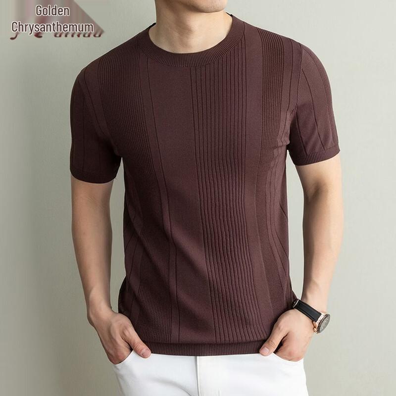 

Мужская полосатая футболка Jinjuan с круглым вырезом из смесовой шелковой ткани 2XL