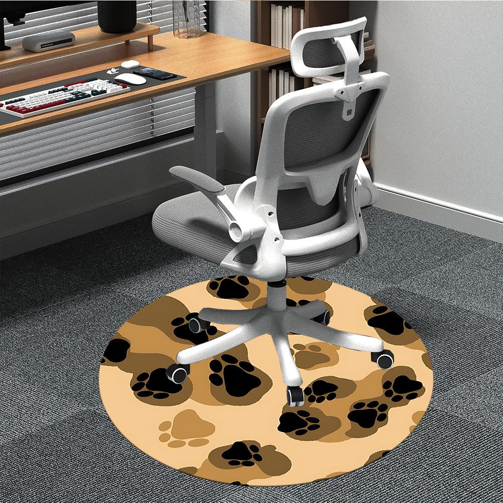 

1pc Paw Prints Office Round Rug, Non-slip, Soft and Durable Office Rug for Interior Decoration, Perfect for Office, Beautiful Decoration yy260323044 80cm by 80cm