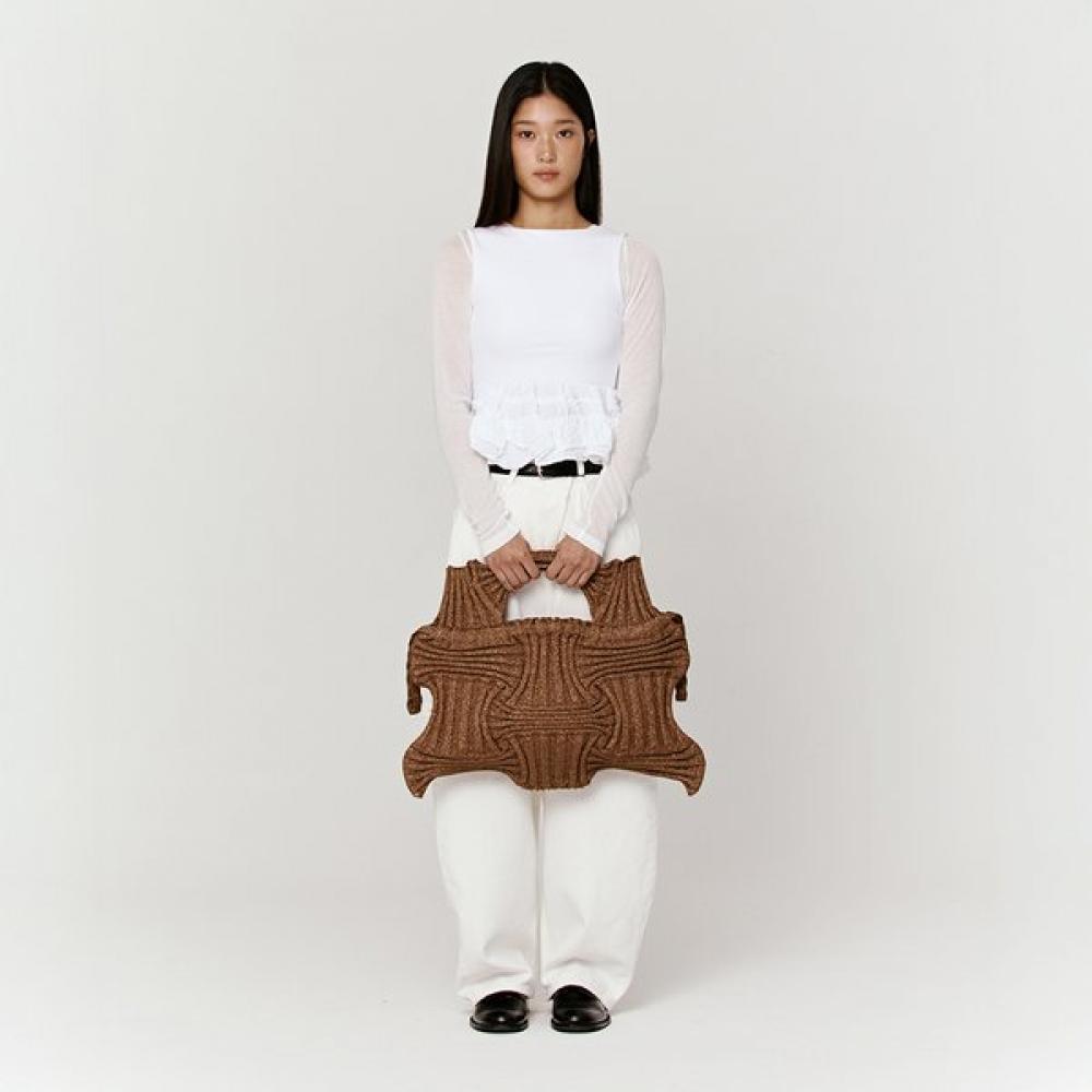 Pleatsmama Big Bow Bag Glitter Camel