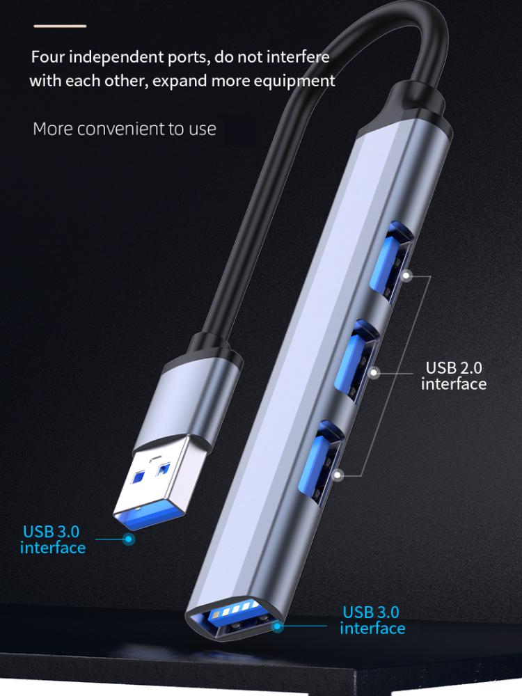 Mini-USB-Hub-Erweiterungen, 4-Port-USB 3.0-Hub 2.0-Hub, USB-Adapterstation, ultradünner tragbarer Daten-Hub, USB-Splitter