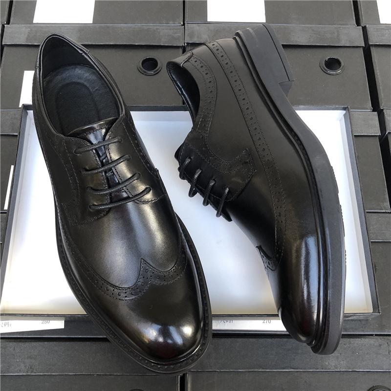Brock Engraved Leather Shoes Men'S Business Dress Leather Casual Breathable Suit Work Shoes Men'S Groom Wedding Shoes