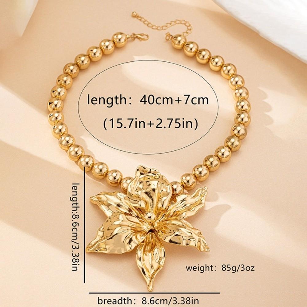 Stereoscopic Large Volume Flower Pendant Wrinkled Flowers Pendant Necklace Daily Occasion
