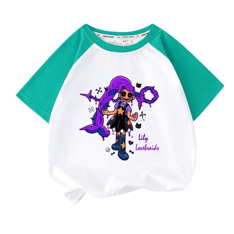 Женская повседневная футболка Lily Lovebraids с принтом и рукавами реглан 100cm зелёный