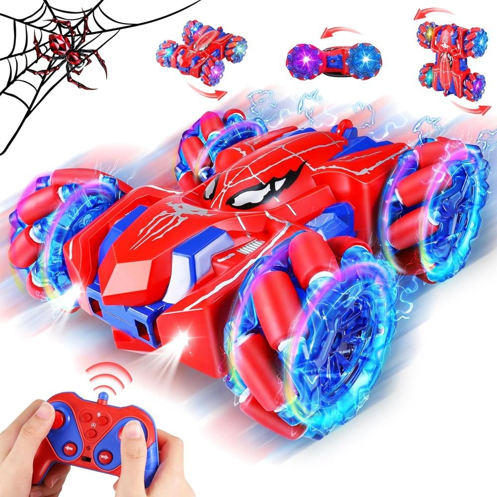 Spider Remote Control Car - 2.4GHz Rechargeable Double-Sided Remote Control Stunt Car, Rotating Four-Wheel Drive Off-Road Drift Remote Control Car