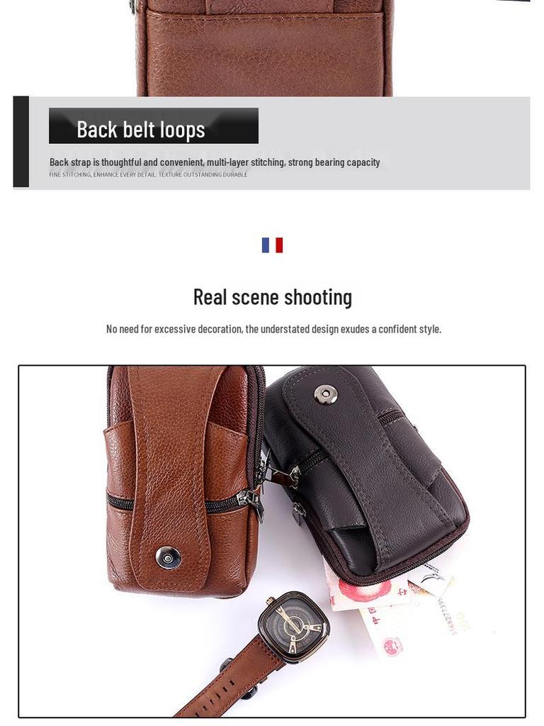 Herren Echtleder Umhänge-Bauchtasche & Münzbörse für den Außenbereich