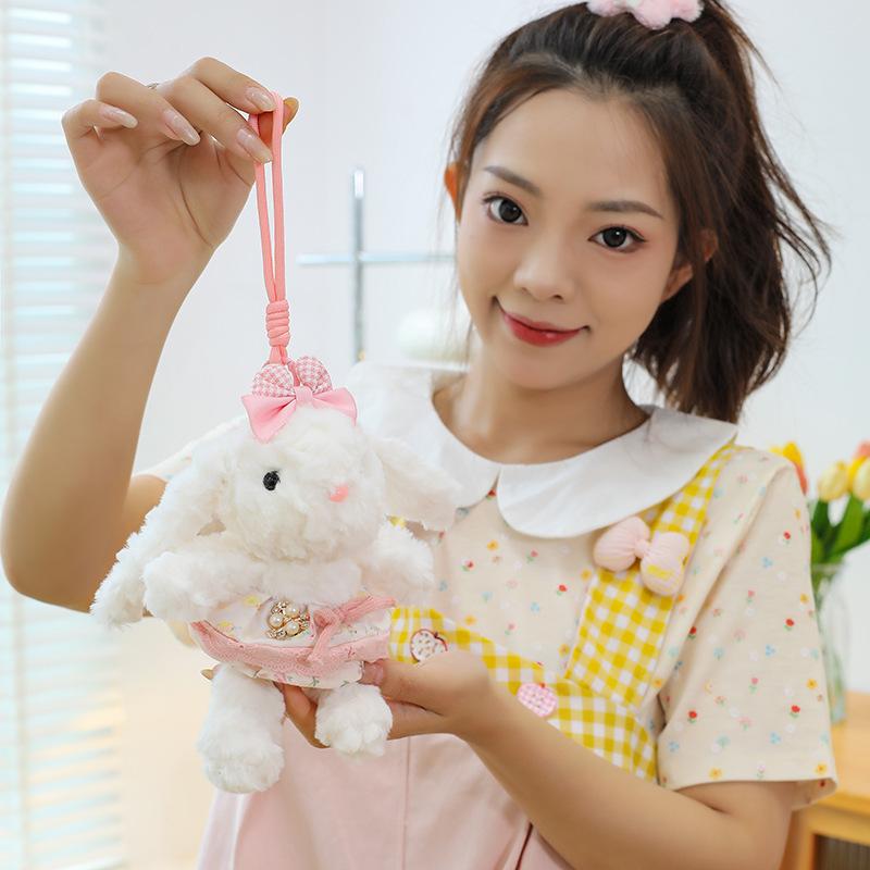 Popular Flower Dress Princess Rabbit Pendant Cute Long-eared Rabbit Keychain Girls Bag Boutique Pendant Doll