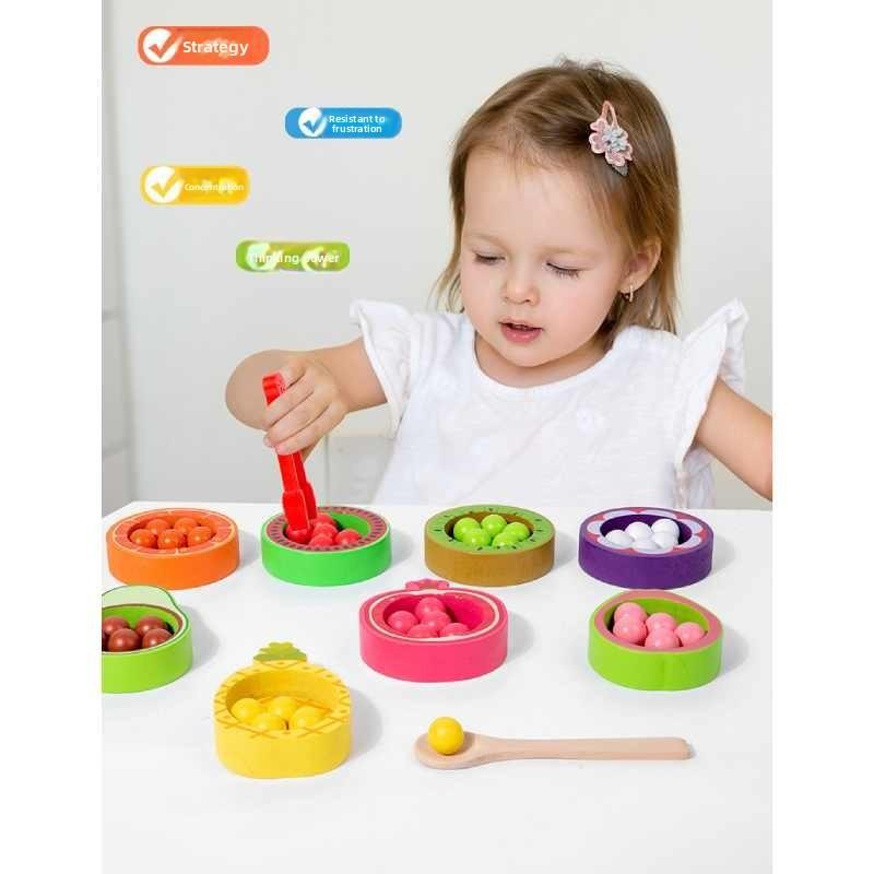 Cognitive Matching Wooden Toys With Fruit Classification Kids Education Early