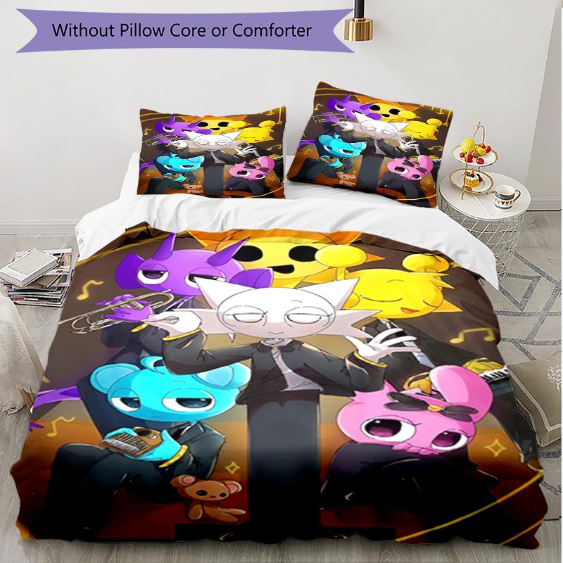 3pcs Duvet Cover Set (1*Duvet Cover + 2*Pillowcase, Without Core), Sprunki Game Print Soft All‑Season Bedding Set, Home Bedroom Decor Gift