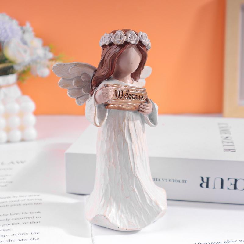Angel Welcome Sculpture Resin Creative Craft for Home Bedroom, Living Room, and Study Desk Decoration