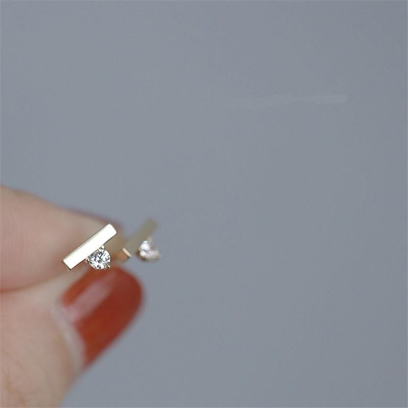 925 Sterling Silver French Simple Word Shiny Zircon Stud Earrings Women Classic Party 14k Gold Plating Jewelry Gift