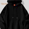 Men Fall Winter Hoodie with Big Front Pocket Solid Color Drawstring Long Sleeves Hooded Elastic Cuff And Hem Thin Daily Wear Casual Sport Top
