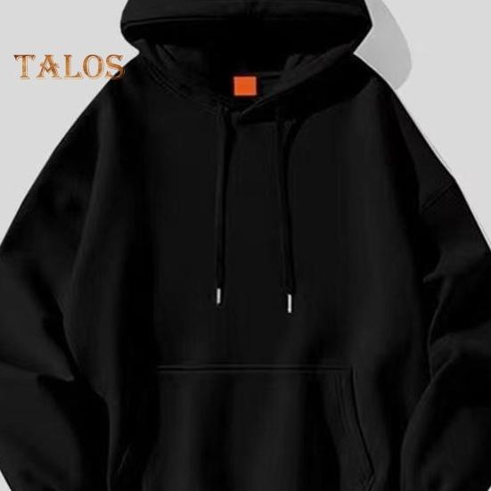 Men Fall Winter Hoodie with Big Front Pocket Solid Color Drawstring Long Sleeves Hooded Elastic Cuff And Hem Thin Daily Wear Casual Sport Top