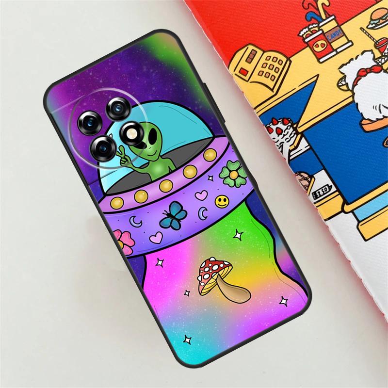 Aesthetics Cartoon Alien Space Case For OnePlus 12R 12 11 10 9 Pro 10R 9R 8T 10T Nord 3 2 CE 4 Lite N10 N20 N30 Back Cover