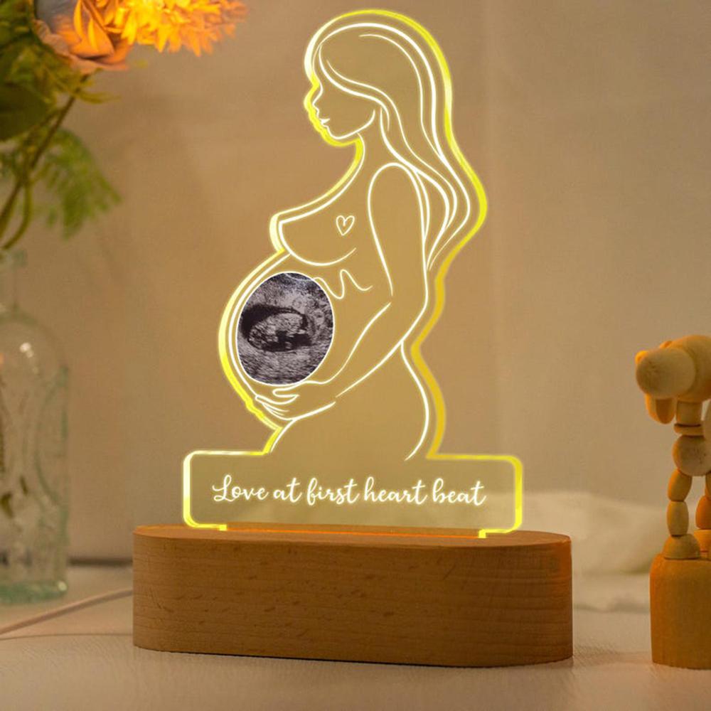 Custom Baby Ultrasound LED Night Light Personalized Photo Bedside Lamp Pregnancy Announcement Keepsake Gift For Pregnant Women