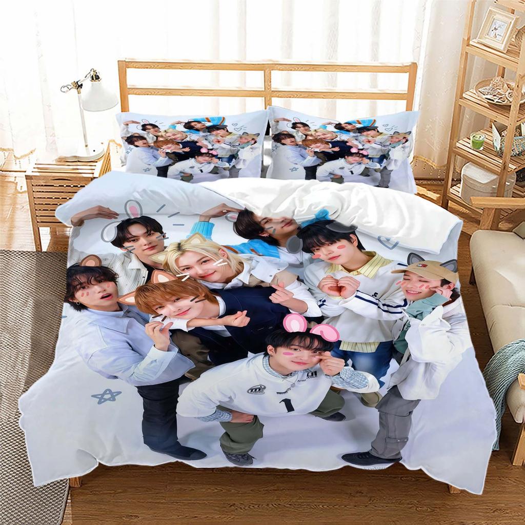 Stray Kids Digitaldruck Bettwäsche-Set Dreiteilig 3D-Druck Dreiteiliges Set