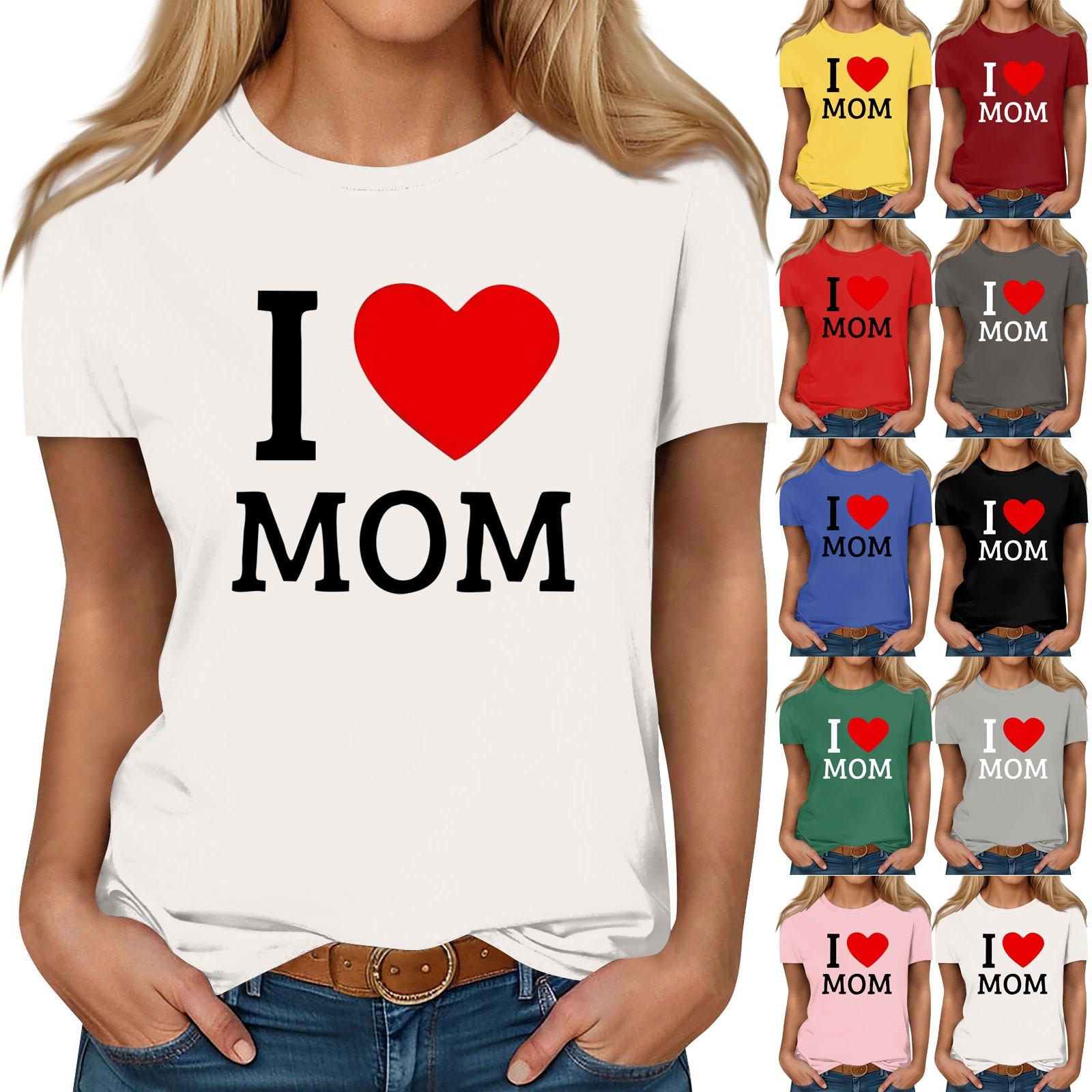 

Женская летняя повседневная свободная футболка с принтом ко Дню матери, пуловер с круглым вырезом, топ с короткими рукавами L чёрный