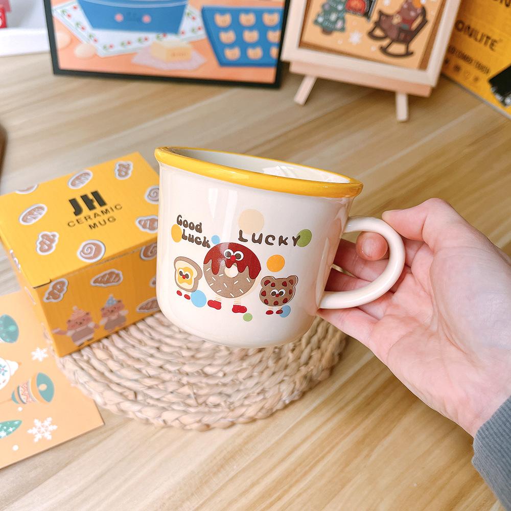 Cute Korean Version Burger Cartoon Ceramic Cup Mug Children's Breakfast Cup Milk Cup Coffee Cup Souvenir