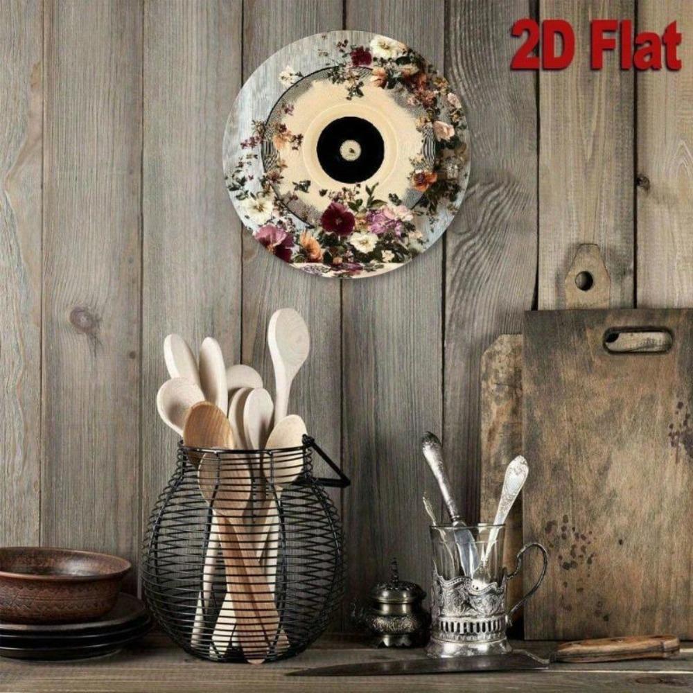 Vintage Floral Record Metal Wall Art Sign Home Kitchen Decor Retro Gift