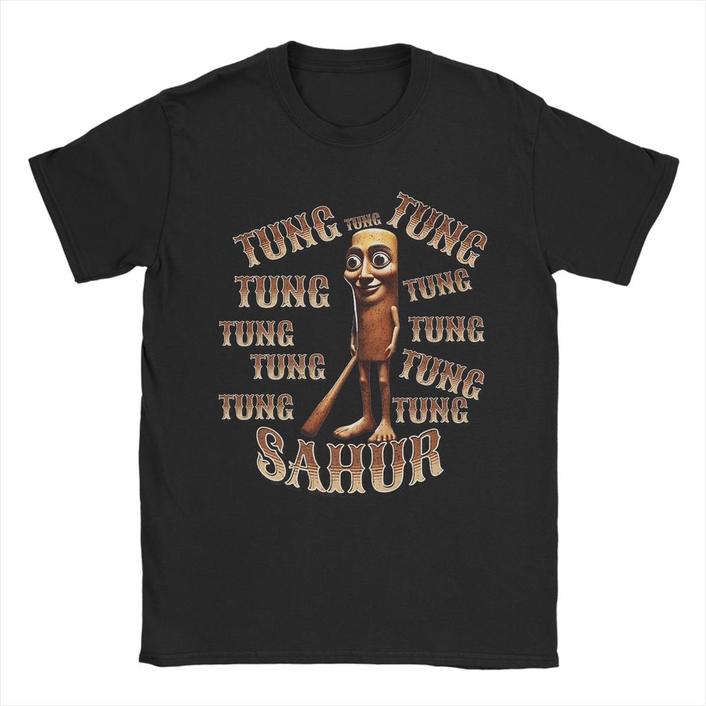 Women Men Humor Tung Tung Tung Sahur Funny Meme Italian TShirts for Men  Awesome 100 Cotton Tee Shirt Short Sleeve T Shirt
