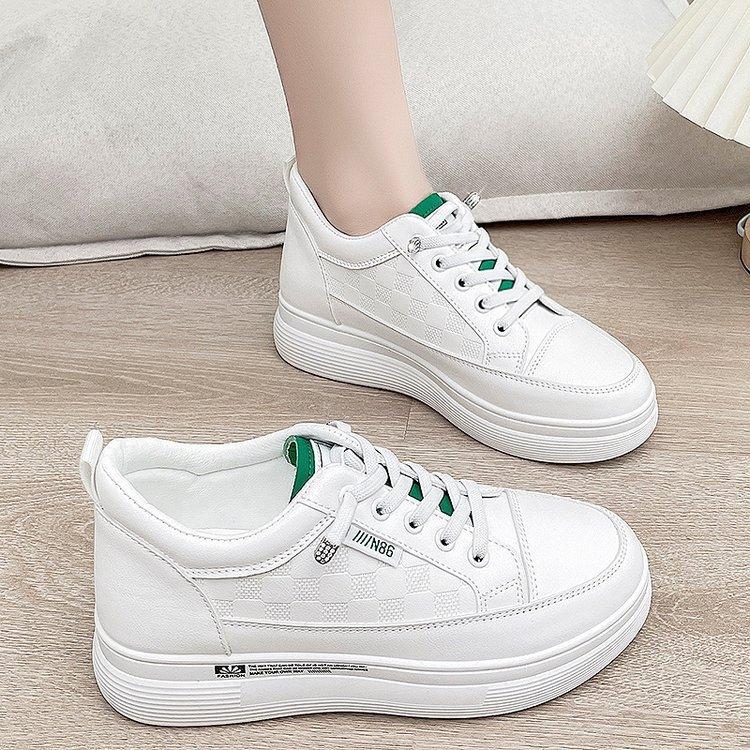 Thick-soled Inner Height-increasing White Shoes Women's 2025 Summer New Korean Version Lace-up Foreign Trade Sports and Leisure Women's Shoes