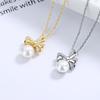 New Year's Bow Pearl Necklace for Women's Light Luxury and Niche Design, with A Sense of Collarbone Chain